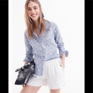 J. Crew White Linen Side Tie Shorts